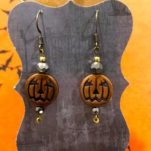 Bronze & Glass bead pumpkin Earrings